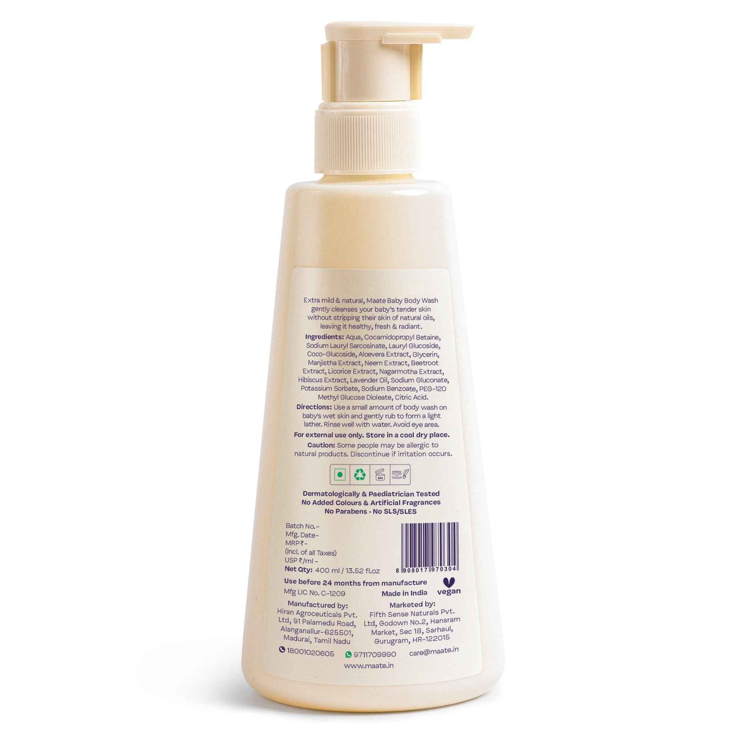 Baby Body Wash ph Balanced | Soap Free - 400 ML - Maate