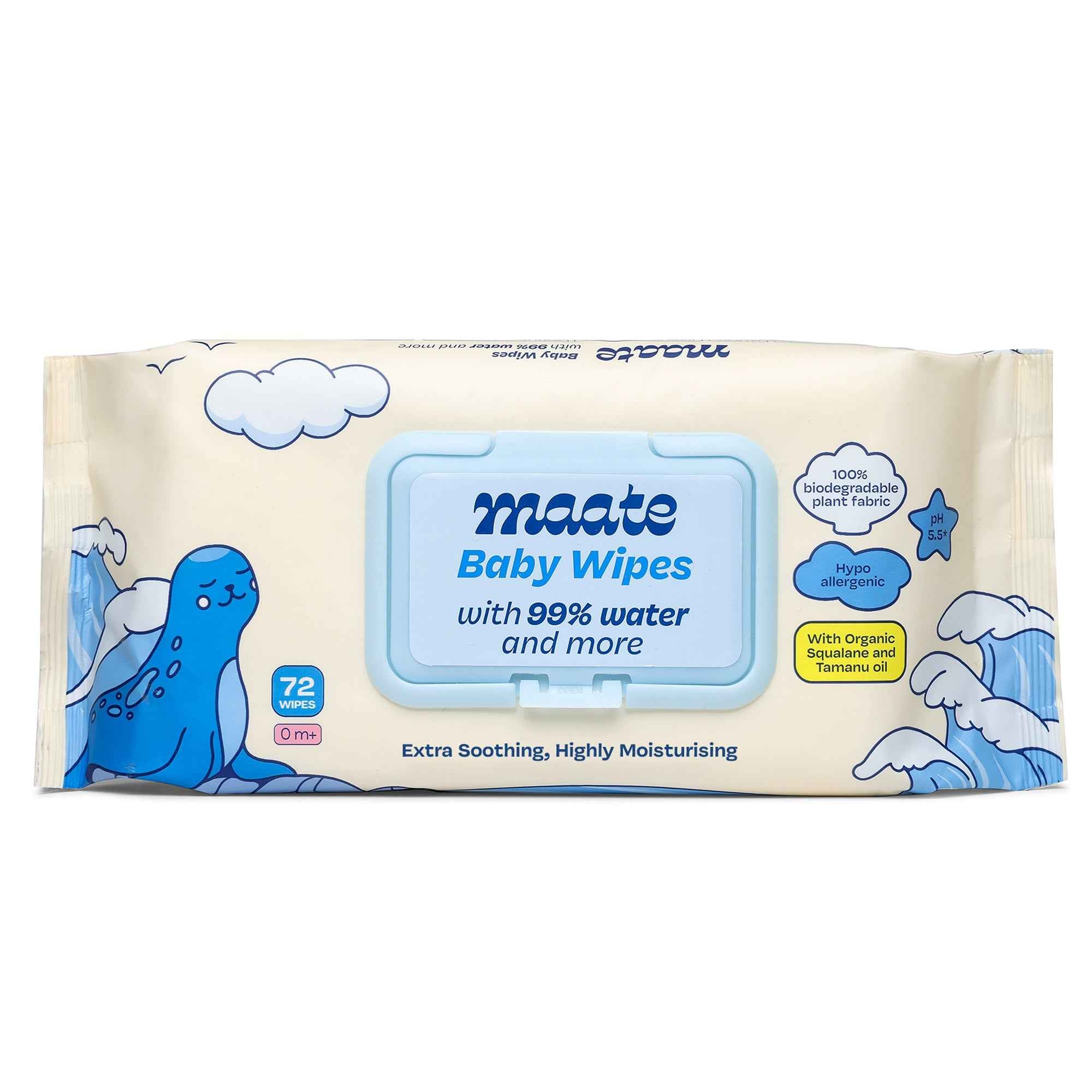Maate Baby Wipes 99% Water, Hypoallergenic, Alcohol Fragrance Free