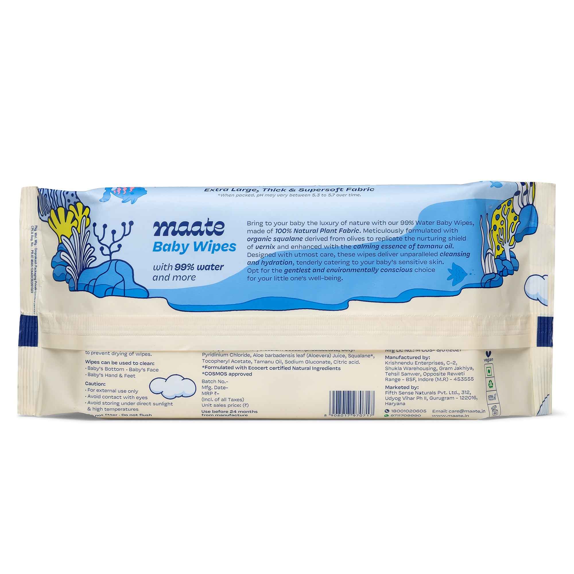 Maate Baby Wipes 99% Water | Hypoallergenic