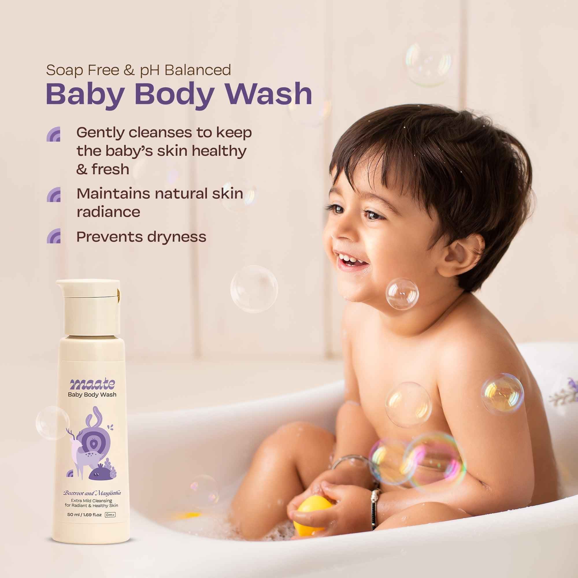 Baby Body Wash ph Balanced | Soap Free
- 50 ML - Maate