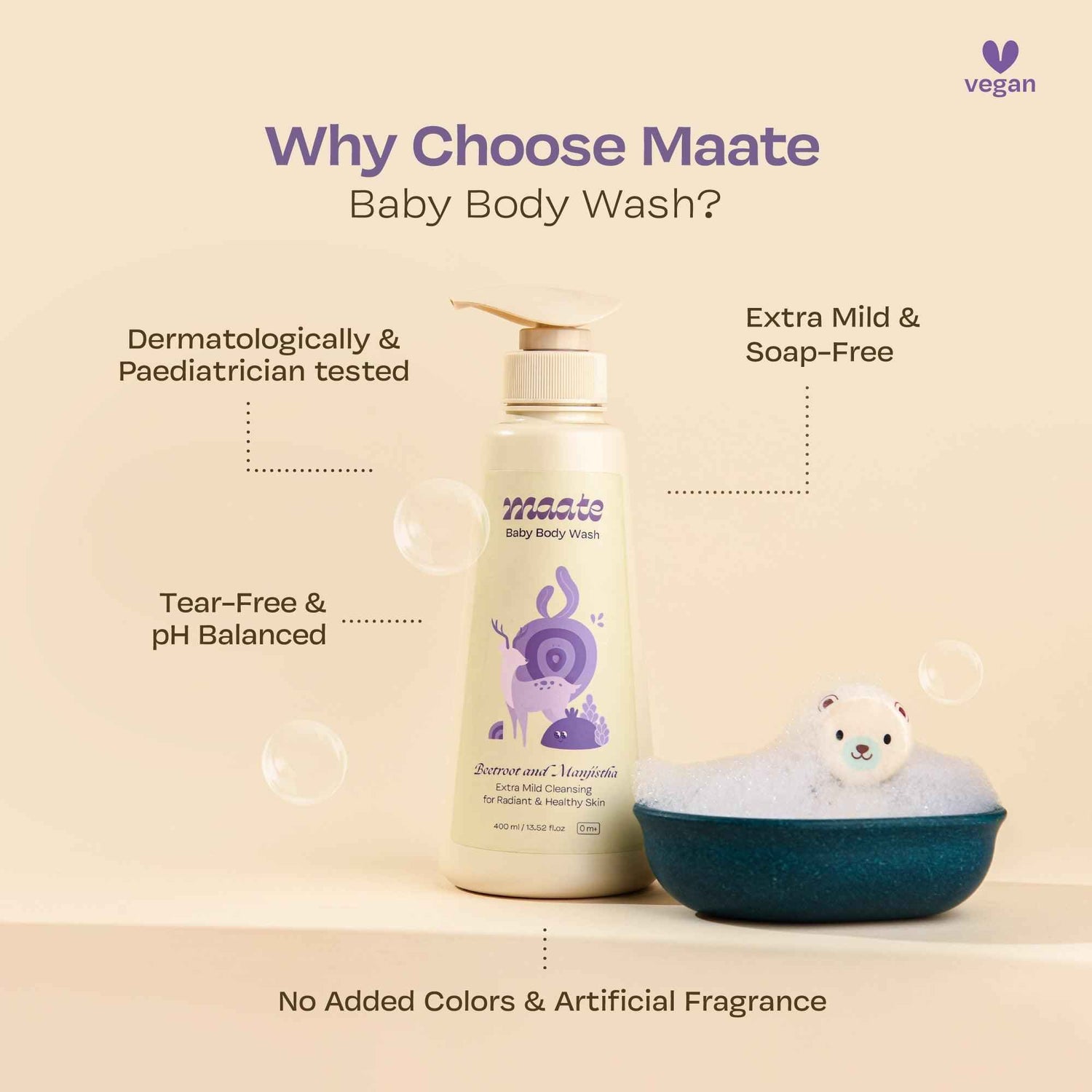 Baby Body Wash ph Balanced | Soap Free - 400 ML - Maate