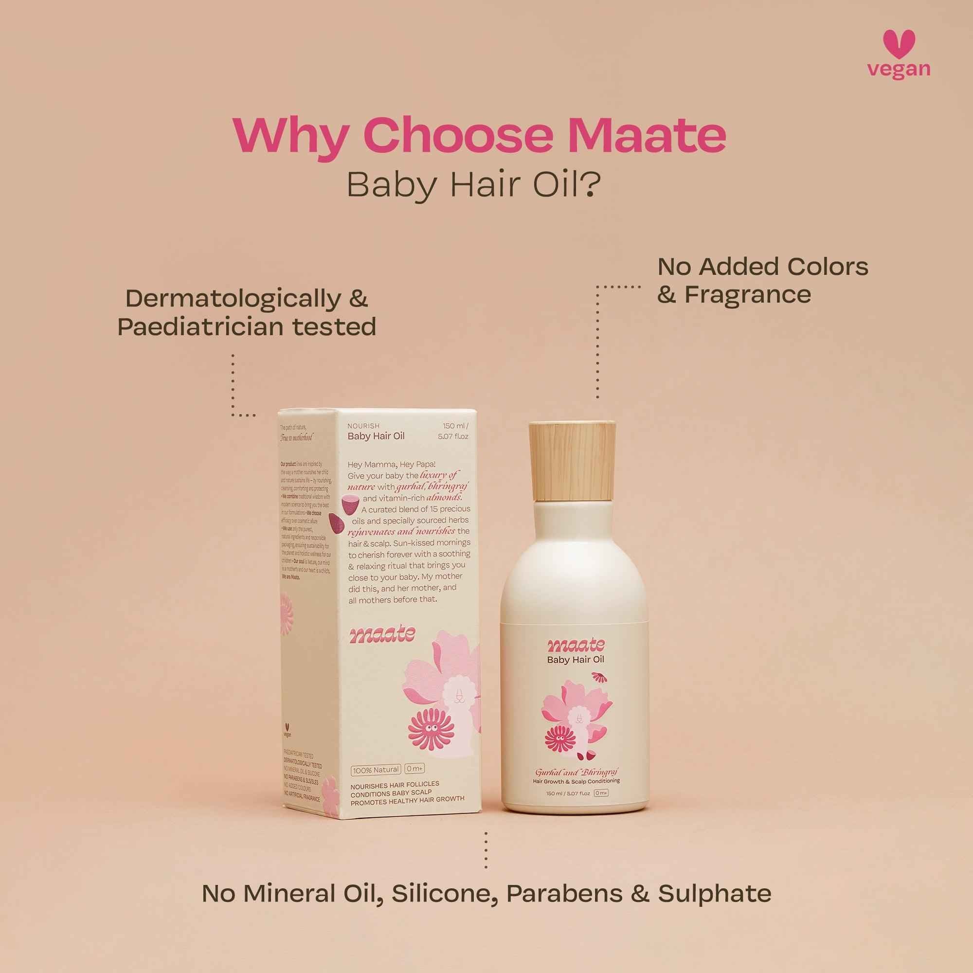 100% Natural Baby Hair Oil - 150 ML - Maate