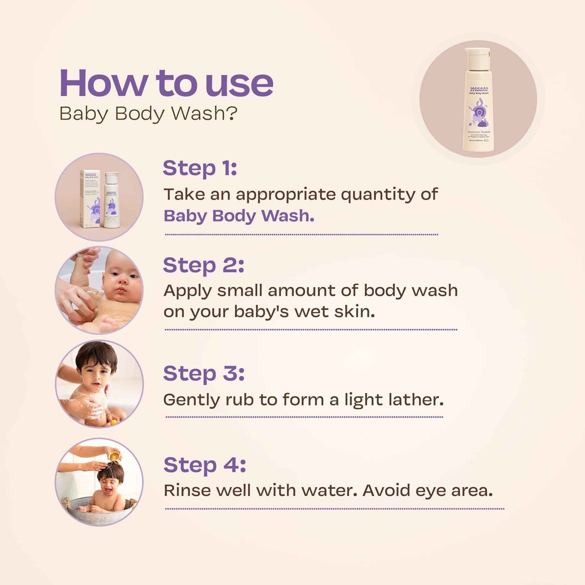 Baby Body Wash ph Balanced | Soap Free
- 50 ML - Maate