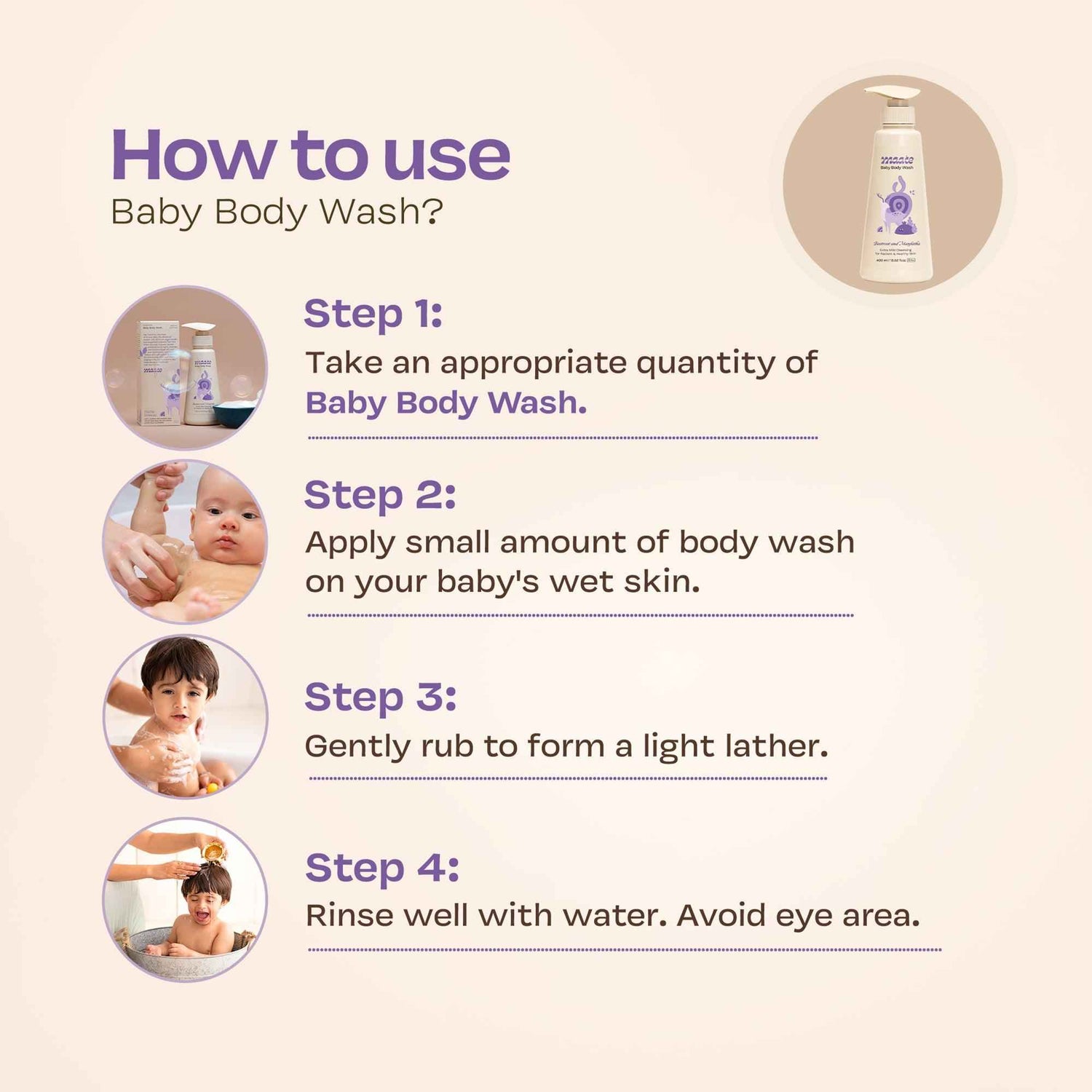 Baby Body Wash ph Balanced | Soap Free - 400 ML - Maate