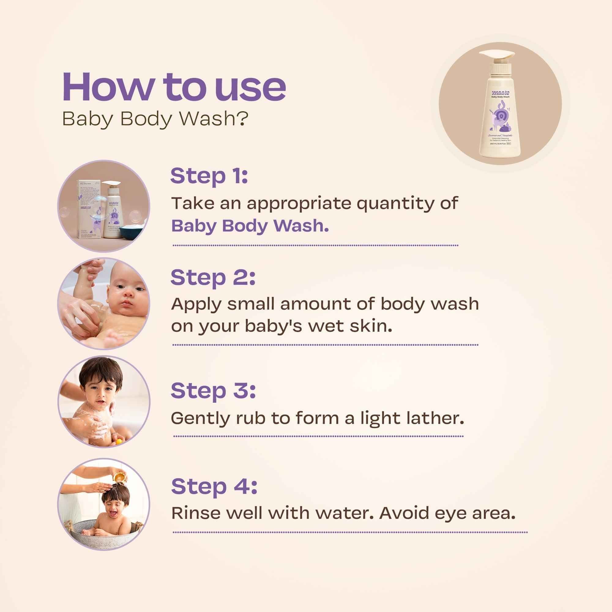 Baby Body Wash ph Balanced | Soap Free - 250 ML - Maate