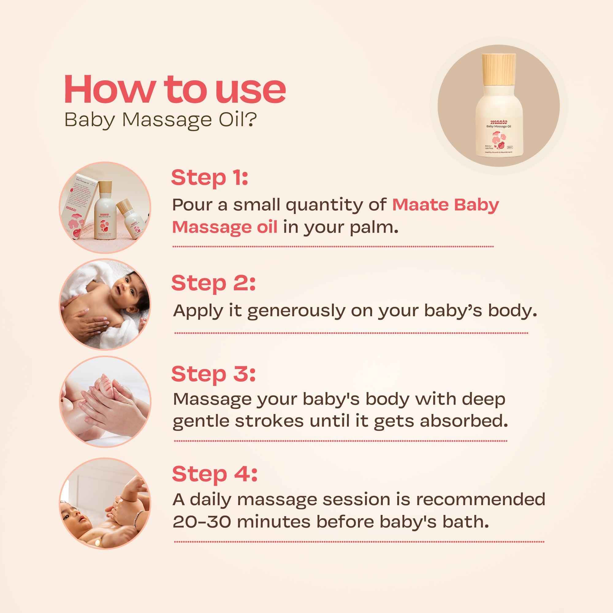 100% Natural Baby Massage Oil - 50 ML - Maate