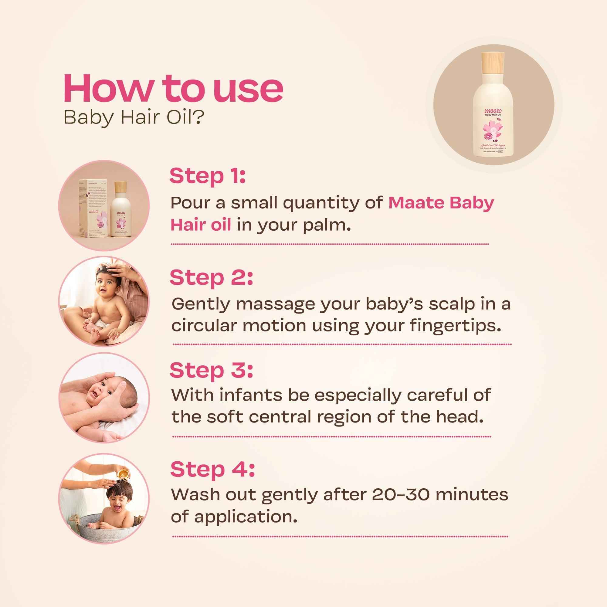 100% Natural Baby Hair Oil - 150 ML - Maate
