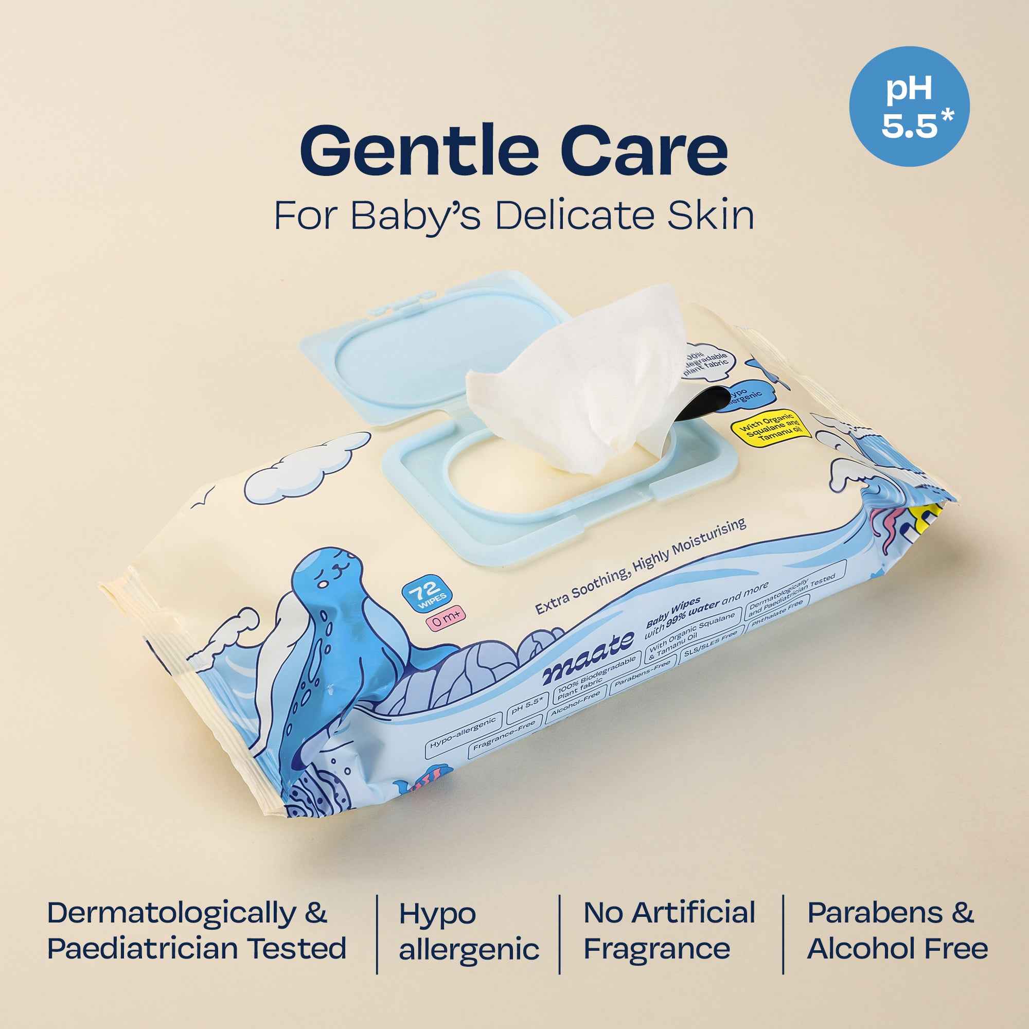 Maate Baby Wipes 99% Water | Hypoallergenic