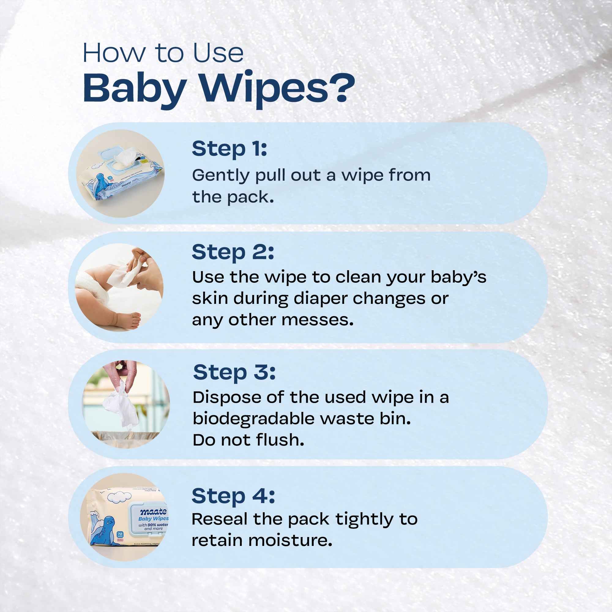 Maate Baby Wipes 99% Water | Hypoallergenic