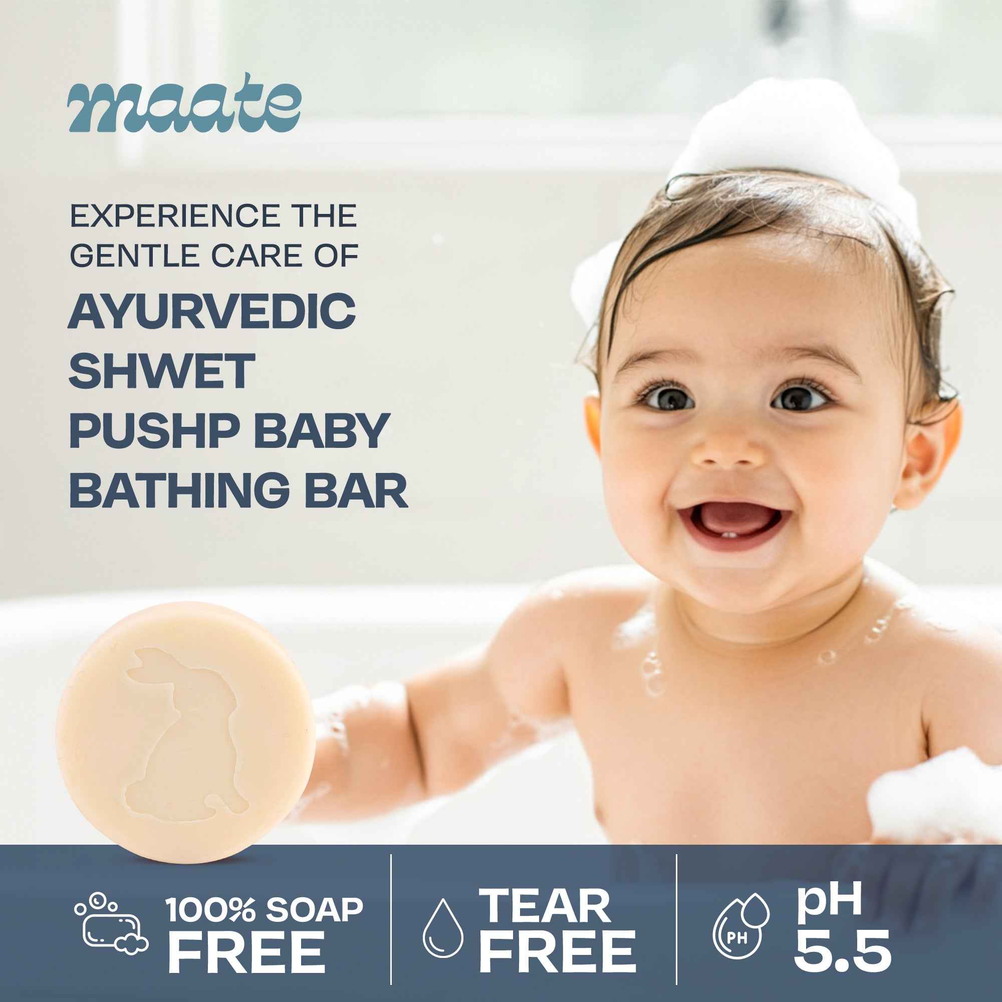 Maate Ayurvedic Shwet Pushp Baby Bathing Bar - Set of 3