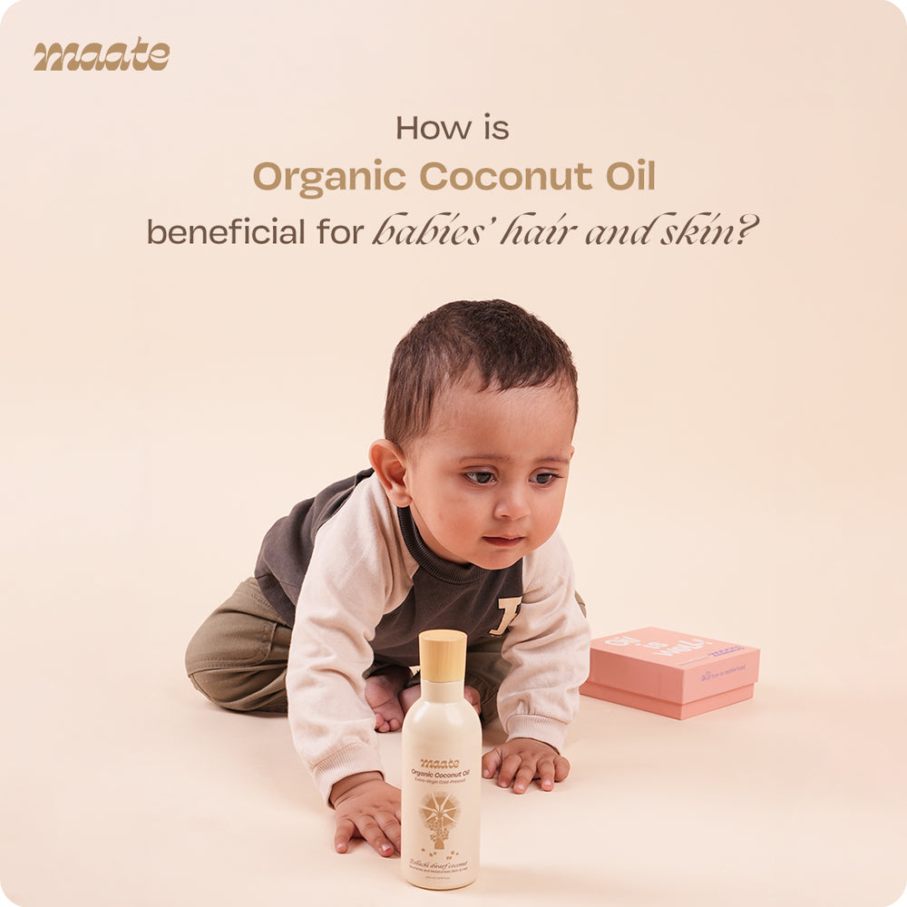 How is organic coconut oil beneficial for babies' hair and skin?
