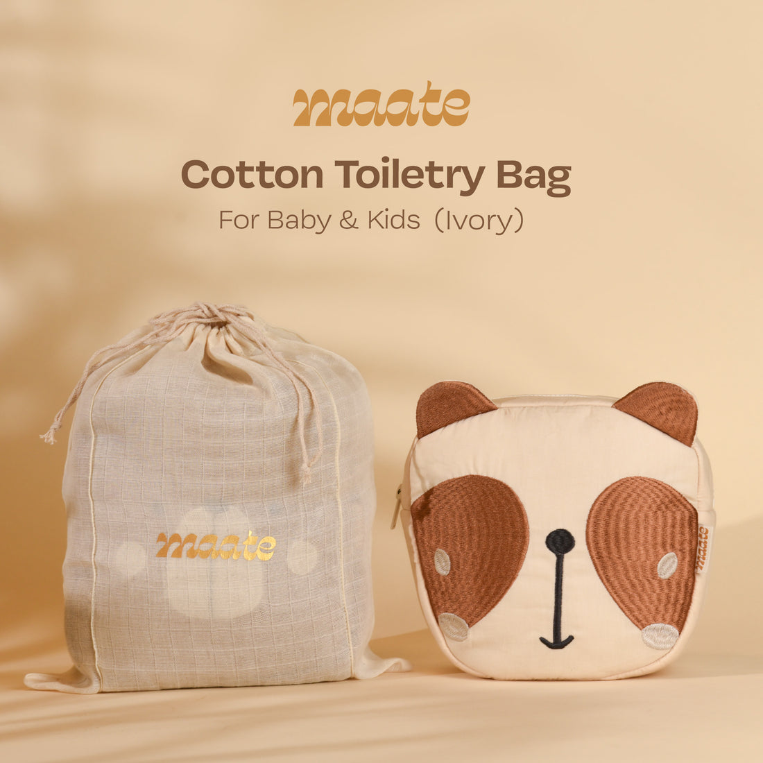 Cotton Toiletry Bag for Baby &amp; Kids - Ivory