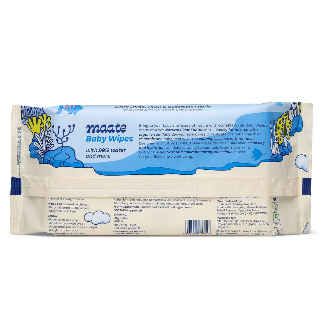 Maate Baby Wipes 99% Water | Hypoallergenic
