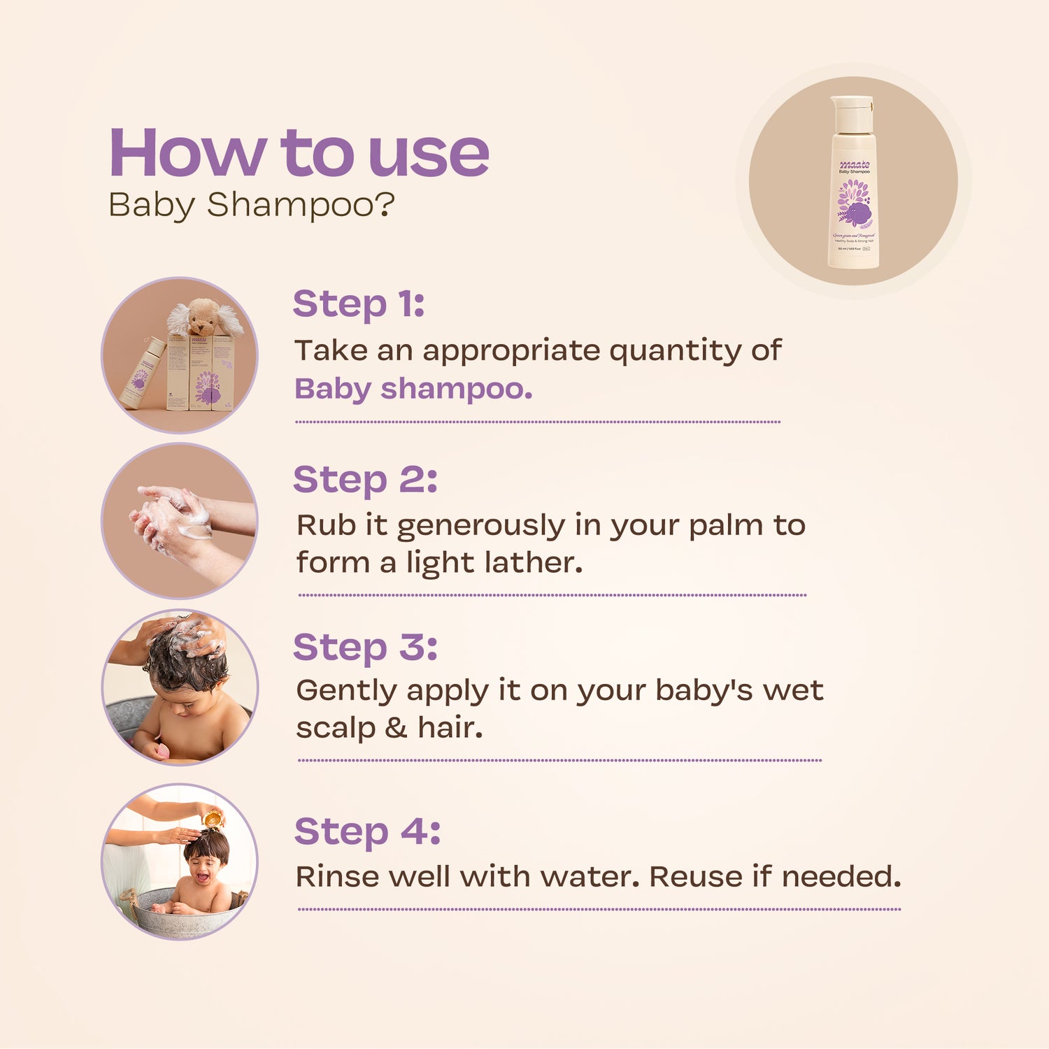 Tear Free Baby Shampoo - ph Balanced | Soap Free - 50 ML