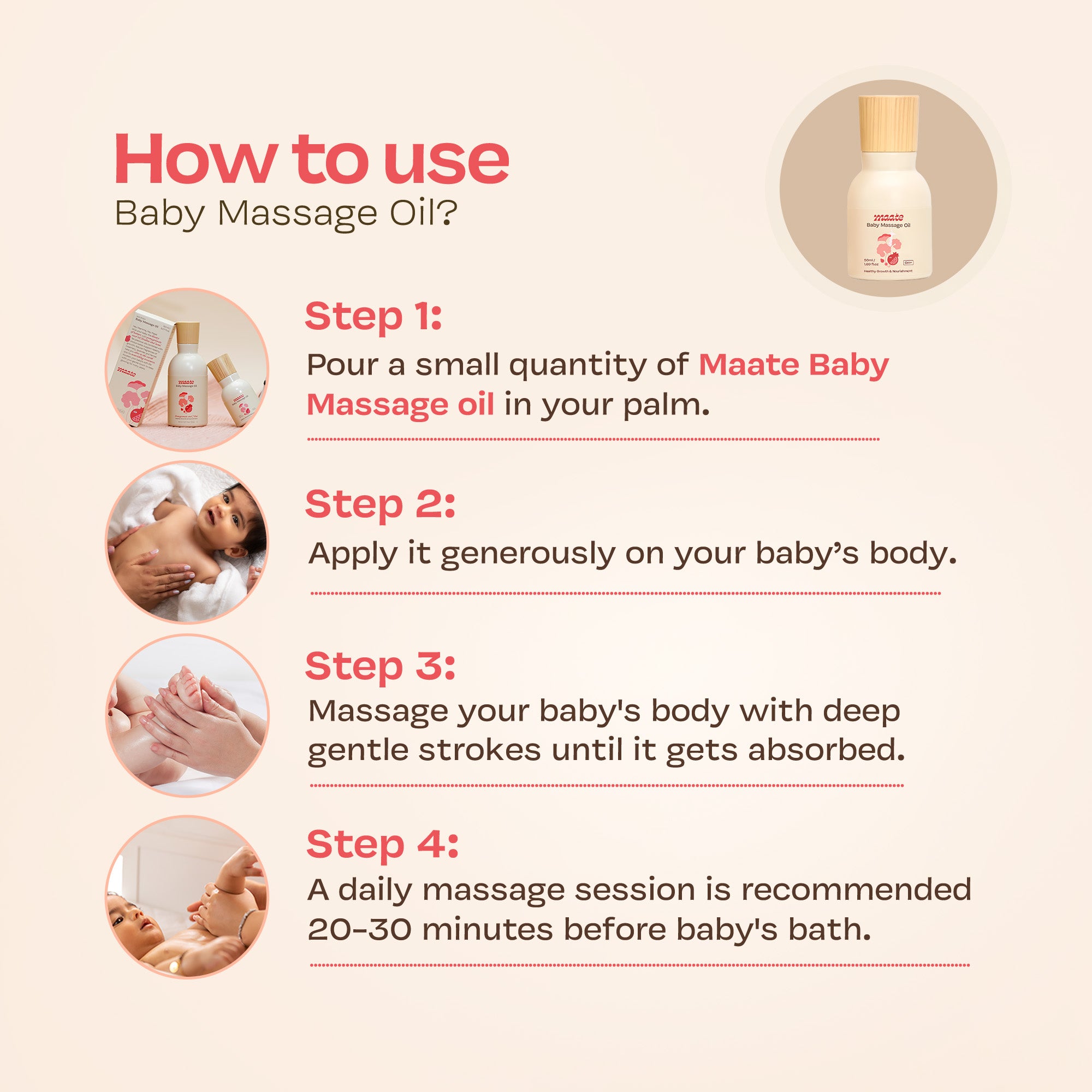 100% Natural Baby Massage Oil - 50 ML