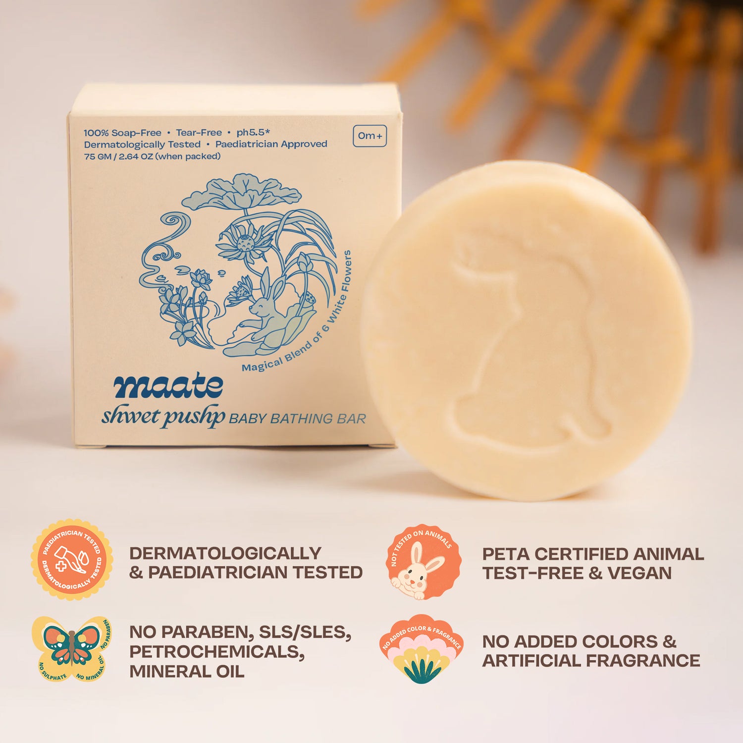 Maate Ayurvedic Shwet Pushp Baby Bathing Bar