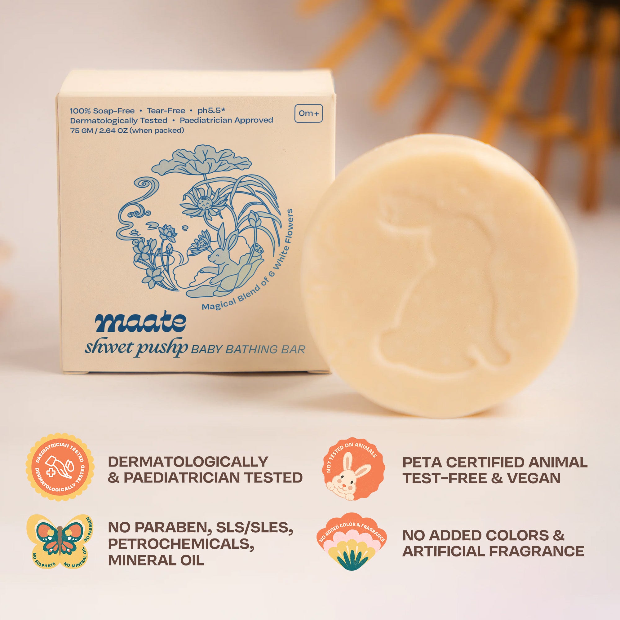 Maate Ayurvedic Shwet Pushp Baby Bathing Bar